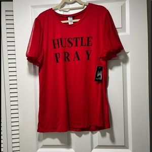 - - - Hustle Pray women's red top, size 3X see measurements, runs small)